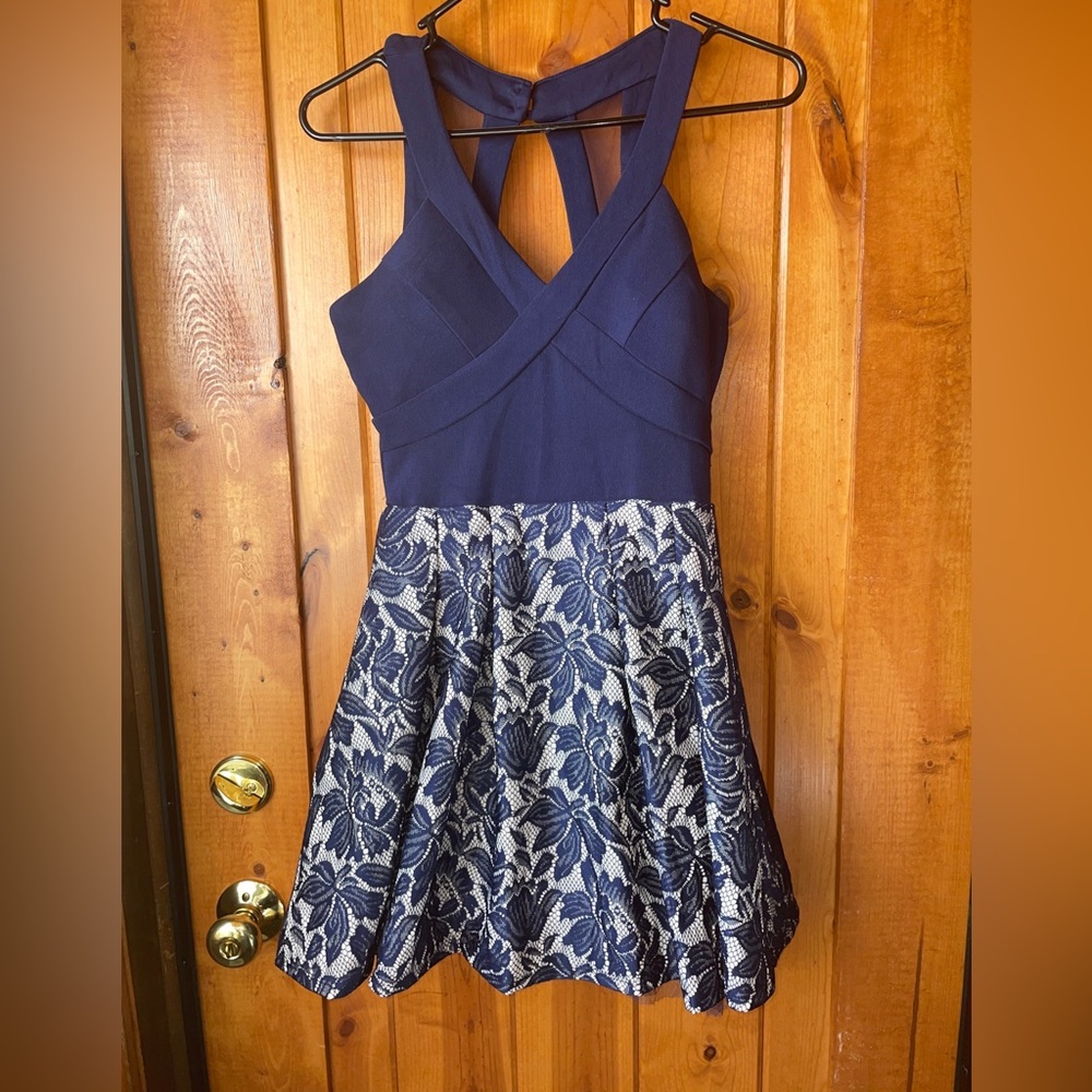 Navy Blue Lace Dress Crystal Doll Size 1